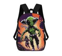 sinyumoney Backpack for Boys Girls 3d Print Alien Adventure in Space Bookbag Elementary School Kids Casual Travel Bag Laptop Daypack 17inch