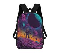 sinyumoney Backpack for Boys Girls 3d Print Alien Astronaut in Cosmic Landscape Bookbag Elementary School Kids Casual Travel Bag Laptop Daypack 17inch
