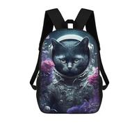 sinyumoney Backpack for Boys Girls 3d Print Astronaut Cat in Space Bookbag Elementary School Kids Casual Travel Bag Laptop Daypack 17inch
