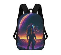 sinyumoney Backpack for Boys Girls 3d Print Astronaut on Alien Planet -3 Bookbag Elementary School Kids Casual Travel Bag Laptop Daypack 17inch