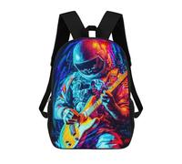 sinyumoney Backpack for Boys Girls 3d Print Astronaut Playing Guitar -4 Bookbag Elementary School Kids Casual Travel Bag Laptop Daypack 17inch