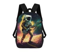 sinyumoney Backpack for Boys Girls 3d Print Astronaut Playing Guitar in Space -8 Bookbag Elementary School Kids Casual Travel Bag Laptop Daypack 17inch