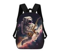 sinyumoney Backpack for Boys Girls 3d Print Astronaut Playing Saxophone in Space -3 Bookbag Elementary School Kids Casual Travel Bag Laptop Daypack 17inch