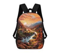 sinyumoney Backpack for Boys Girls 3d Print Autumnal River Landscape Bookbag Elementary School Kids Casual Travel Bag Laptop Daypack 17inch