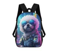 sinyumoney Backpack for Boys Girls 3d Print Bichon Frise Cyberpunk Bookbag Elementary School Kids Casual Travel Bag Laptop Daypack 17inch