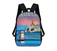 sinyumoney Backpack for Boys Girls 3d Print Budapest Cityscape Sunset Bookbag Elementary School Kids Casual Travel Bag Laptop Daypack 17inch