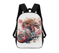 sinyumoney Backpack for Boys Girls 3d Print Cherry Blossom Dragon Illustration Bookbag Elementary School Kids Casual Travel Bag Laptop Daypack 17inch