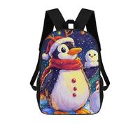 sinyumoney Backpack for Boys Girls 3d Print Christmas Penguin Snowman Bookbag Elementary School Kids Casual Travel Bag Laptop Daypack 17inch