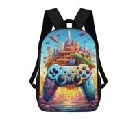 sinyumoney Backpack for Boys Girls 3d Print Cityscape Controller Dreamscape Bookbag Elementary School Kids Casual Travel Bag Laptop Daypack 17inch