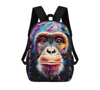 sinyumoney Backpack for Boys Girls 3d Print Colorful Chimpanzee Portrait-8 Bookbag Elementary School Kids Casual Travel Bag Laptop Daypack 17inch