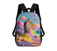 sinyumoney Backpack for Boys Girls 3d Print Colorful Clock in Fantasy Landscape Bookbag Elementary School Kids Casual Travel Bag Laptop Daypack 17inch