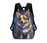 sinyumoney Backpack for Boys Girls 3d Print Colorful Corgi Painting Bookbag Elementary School Kids Casual Travel Bag Laptop Daypack 17inch