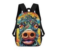sinyumoney Backpack for Boys Girls 3d Print Colorful Cow Illustration Bookbag Elementary School Kids Casual Travel Bag Laptop Daypack 17inch