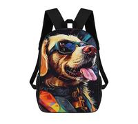 sinyumoney Backpack for Boys Girls 3d Print Colorful Dog with Sunglasses -1 Bookbag Elementary School Kids Casual Travel Bag Laptop Daypack 17inch
