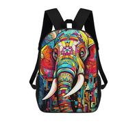 sinyumoney Backpack for Boys Girls 3d Print Colorful Elephant Artwork-25 Bookbag Elementary School Kids Casual Travel Bag Laptop Daypack 17inch