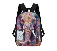 sinyumoney Backpack for Boys Girls 3d Print Colorful Elephant Artwork-28 Bookbag Elementary School Kids Casual Travel Bag Laptop Daypack 17inch