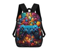 sinyumoney Backpack for Boys Girls 3d Print Colorful Fantasy Controller Bookbag Elementary School Kids Casual Travel Bag Laptop Daypack 17inch