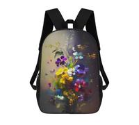 sinyumoney Backpack for Boys Girls 3d Print Colorful Flower Bouquet Painting-2 Bookbag Elementary School Kids Casual Travel Bag Laptop Daypack 17inch