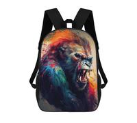 sinyumoney Backpack for Boys Girls 3d Print Colorful Gorilla Roar Bookbag Elementary School Kids Casual Travel Bag Laptop Daypack 17inch
