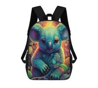 sinyumoney Backpack for Boys Girls 3d Print Colorful Koala in Fantasy Forest Bookbag Elementary School Kids Casual Travel Bag Laptop Daypack 17inch