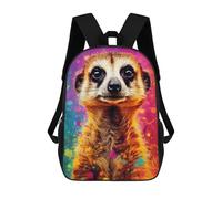 sinyumoney Backpack for Boys Girls 3d Print Colorful Meerkat Portrait -2 Bookbag Elementary School Kids Casual Travel Bag Laptop Daypack 17inch