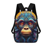 sinyumoney Backpack for Boys Girls 3d Print Colorful Monkey Portrait -7 Bookbag Elementary School Kids Casual Travel Bag Laptop Daypack 17inch