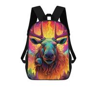 sinyumoney Backpack for Boys Girls 3d Print Colorful Moose Portrait -1 Bookbag Elementary School Kids Casual Travel Bag Laptop Daypack 17inch