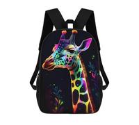 sinyumoney Backpack for Boys Girls 3d Print Colorful Neon Giraffe Art Bookbag Elementary School Kids Casual Travel Bag Laptop Daypack 17inch