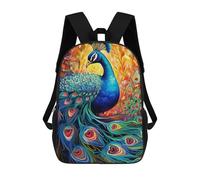 sinyumoney Backpack for Boys Girls 3d Print Colorful Peacock Artwork-12 Bookbag Elementary School Kids Casual Travel Bag Laptop Daypack 17inch