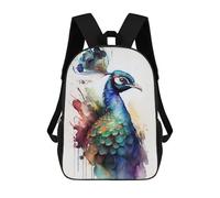 sinyumoney Backpack for Boys Girls 3d Print Colorful Peacock Watercolor Art Print Bookbag Elementary School Kids Casual Travel Bag Laptop Daypack 17inch
