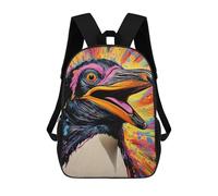 sinyumoney Backpack for Boys Girls 3d Print Colorful Penguin Portrait Bookbag Elementary School Kids Casual Travel Bag Laptop Daypack 17inch
