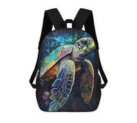 sinyumoney Backpack for Boys Girls 3d Print Colorful Sea Turtle Art Print-1 Bookbag Elementary School Kids Casual Travel Bag Laptop Daypack 17inch