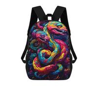sinyumoney Backpack for Boys Girls 3d Print Colorful Serpent Illustration Bookbag Elementary School Kids Casual Travel Bag Laptop Daypack 17inch