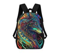 sinyumoney Backpack for Boys Girls 3d Print Colorful Wolf Artwork -4 Bookbag Elementary School Kids Casual Travel Bag Laptop Daypack 17inch