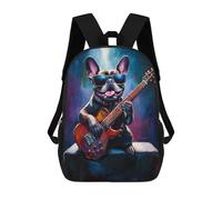 sinyumoney Backpack for Boys Girls 3d Print Cool Dog Playing Guitar Art Print-1 Bookbag Elementary School Kids Casual Travel Bag Laptop Daypack 17inch