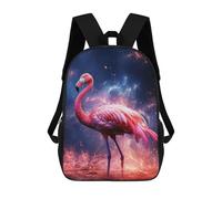sinyumoney Backpack for Boys Girls 3d Print Cosmic Flamingo Fantasy Bookbag Elementary School Kids Casual Travel Bag Laptop Daypack 17inch