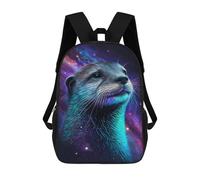 sinyumoney Backpack for Boys Girls 3d Print Cosmic Otter Greeting Card Bookbag Elementary School Kids Casual Travel Bag Laptop Daypack 17inch