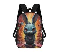 sinyumoney Backpack for Boys Girls 3d Print Dark Bunny in A Melted World Bookbag Elementary School Kids Casual Travel Bag Laptop Daypack 17inch
