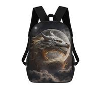 sinyumoney Backpack for Boys Girls 3d Print Dragon Moonlit Sky -5 Bookbag Elementary School Kids Casual Travel Bag Laptop Daypack 17inch