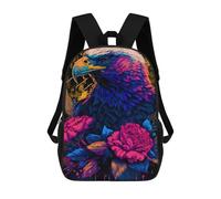 sinyumoney Backpack for Boys Girls 3d Print Eagle with Flowers Artwork Bookbag Elementary School Kids Casual Travel Bag Laptop Daypack 17inch
