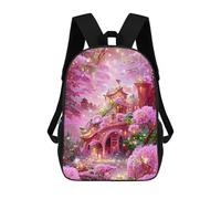 sinyumoney Backpack for Boys Girls 3d Print Enchanted Floral Gateway Bookbag Elementary School Kids Casual Travel Bag Laptop Daypack 17inch