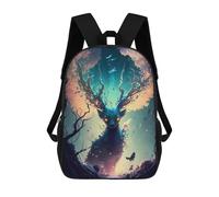 sinyumoney Backpack for Boys Girls 3d Print Enchanted Forest Guardian -8 Bookbag Elementary School Kids Casual Travel Bag Laptop Daypack 17inch