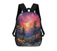 sinyumoney Backpack for Boys Girls 3d Print Enchanted Forest Pathway -17 Bookbag Elementary School Kids Casual Travel Bag Laptop Daypack 17inch