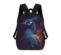 sinyumoney Backpack for Boys Girls 3d Print Enchanted Peacock Portrait Bookbag Elementary School Kids Casual Travel Bag Laptop Daypack 17inch
