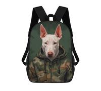 sinyumoney Backpack for Boys Girls 3d Print English Bull Terrier Camo Bookbag Elementary School Kids Casual Travel Bag Laptop Daypack 17inch