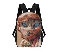 sinyumoney Backpack for Boys Girls 3d Print Exotic Cat in Silk Scarf Bookbag Elementary School Kids Casual Travel Bag Laptop Daypack 17inch