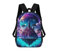 sinyumoney Backpack for Boys Girls 3d Print Fantasy Castle in Space -2 Bookbag Elementary School Kids Casual Travel Bag Laptop Daypack 17inch