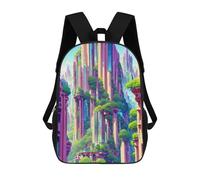 sinyumoney Backpack for Boys Girls 3d Print Fantasy Cityscape Urban Jungle Bookbag Elementary School Kids Casual Travel Bag Laptop Daypack 17inch