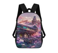 sinyumoney Backpack for Boys Girls 3d Print Fantasy Cloud Cityscape -1 Bookbag Elementary School Kids Casual Travel Bag Laptop Daypack 17inch