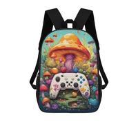 sinyumoney Backpack for Boys Girls 3d Print Fantasy Mushroom Forest with Controller Bookbag Elementary School Kids Casual Travel Bag Laptop Daypack 17inch